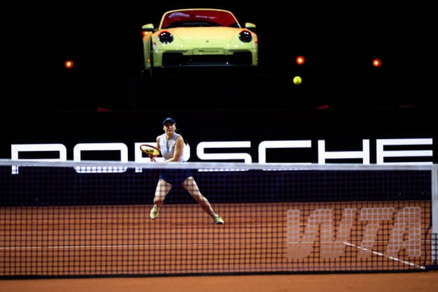 Eva Lys Germany in the picture on the ball, Eva Lys Germany vs Elina Svitolina Ukraine , Round 2, GER, Porsche Tennis Grand Prix Stuttgart, WTA 500, 15 04 2026 GER, Porsche Tennis Grand Prix Stuttgart, WTA 500, 15 04 2026 Stuttgart Copyright: xEibner-Pressefoto Memmlerx EP_MMR
