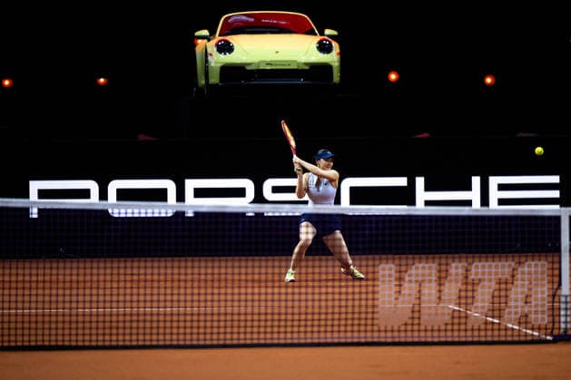 Eva Lys Germany in the picture on the ball, Eva Lys Germany vs Elina Svitolina Ukraine , Round 2, GER, Porsche Tennis Grand Prix Stuttgart, WTA 500, 15 04 2026 GER, Porsche Tennis Grand Prix Stuttgart, WTA 500, 15 04 2026 Stuttgart Copyright: xEibner-Pressefoto Memmlerx EP_MMR