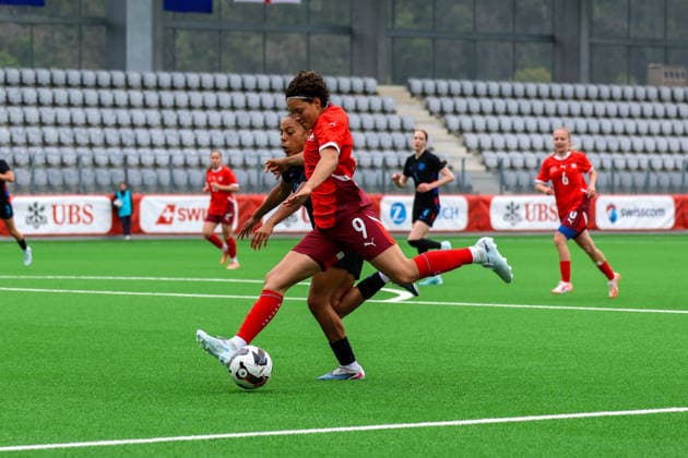 Football Europe UEFA U19 European Championship Women 2026 Qualification, 15 04 2026 Switzerland U19 Women vs England U19 Women Stadium Tissot Arena Biel Bienne, Switzerland Emanuela Pfister Switzerland, 9 Biel Bienne Tissot Arena Bern Switzerland Copyright: xAmiirxAmedjouax
