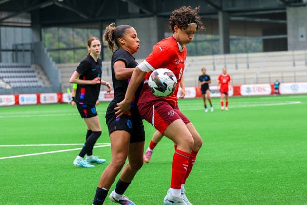 Football Europe UEFA U19 European Championship Women 2026 Qualification, 15 04 2026 Switzerland U19 Women vs England U19 Women Stadium Tissot Arena Biel Bienne, Switzerland Emanuela Pfister Switzerland, 9 Biel Bienne Tissot Arena Bern Switzerland Copyright: xAmiirxAmedjouax