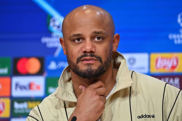 Coach Vincent KOMPANY Bayern Muenchen , single picture,cropped single motif,portrait,portrait,portrait PRESS CONFERENCE Football Champions League,season 2025 26, quarterfinals FC Bayern Muenchen Real Madrid 4 3 on 15 04 2026 A L L I A N Z A R E N A