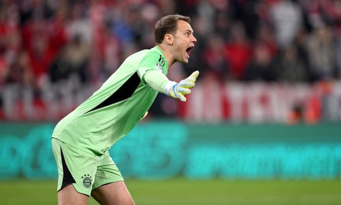 FOOTBALL CHAMPIONS LEAGUE SEASON 2025 2026 Quarter-final second leg 15 04 2026 FC Bayern Muenchen Real Madrid cheer goalkeeper Manuel Neuer FC Bayern Muenchen