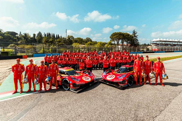 FIA WEC - 6 HOURS OF IMOLA 2026 50 FUOCO Antonio (ita), MOLINA Miguel (spa), NIELSEN Nicklas (dnk), Ferrari AF Corse, Ferrari 499P 50, Hypercar, 51 CALADO James (gbr), GIOVINAZZI Antonio (ita), PIER GUIDI Alessandro (ita), Ferrari AF Corse, Ferrari 499P 51, Hypercar, AF Corse, photoshoot, during the 6 Hours of Imola 2026, 1st round of 2026 FIA World Endurance Championship, from April 16 to 19, 2026 on the Autodromo Enzo e Dino Ferrari in Imola, Italy - ImolaItaly  Copyright: xDPPIx