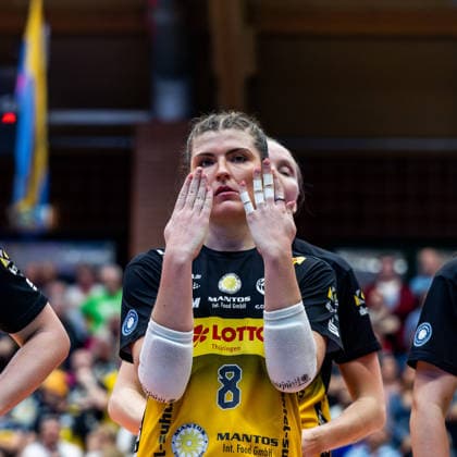 15 04 2026, GER, Volleyball, 1 Bl, Women, Season 25 26, Final PlayOff Best of 5 , VfB 91 Suhl Lotto Thueringen Dresdner SC Mackenzie Foley VfB 91 Suhl Lotto Thueringen 98527 Suhl Sporthalle Wolfsgrube Thüringen Germany