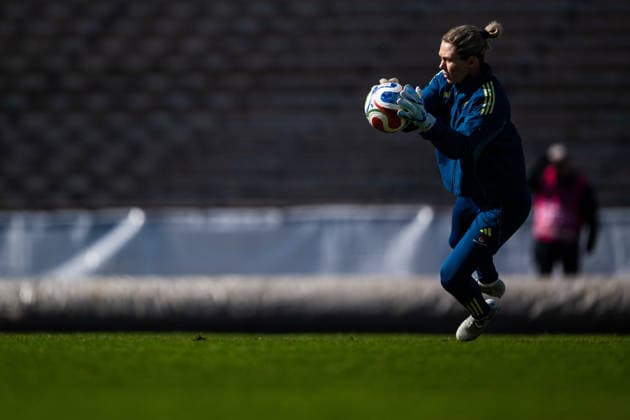 260416 Goalkeeper Jennifer Falk of the Swedish women s national football team during a training session on April 16, 2026 in Gothenburg Photo Mathias Bergeld BILDBYRAN code MB MB1364 fotboll football soccer fotball vm kval kval fifa womens world cup qualifier qualifier träning practice training sverige sweden dam bbeng women kvinner  Copyright: MATHIASxBERGELD BB260416MB037