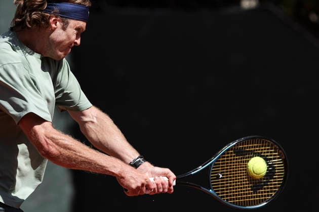 April 16, 2026, Barcelona, Barcelona, Spain: Andrey Rublev of Russia during training on Day 6 of the Barcelona Open Banc Sabadell - Conde Godo 2026 Day 6 at Real Club de Tenis Barcelona on April 16, 2026 in Barcelona, Spain. Barcelona Spain - ZUMAa181 20260416_zaa_a181_001 Copyright: xJavierxBorregox