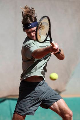 April 16, 2026, Barcelona, Barcelona, Spain: Andrey Rublev of Russia during training on Day 6 of the Barcelona Open Banc Sabadell - Conde Godo 2026 Day 6 at Real Club de Tenis Barcelona on April 16, 2026 in Barcelona, Spain. Barcelona Spain - ZUMAa181 20260416_zaa_a181_007 Copyright: xJavierxBorregox