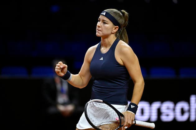 Karolina Muchova CZE Jubel Freude Emotion Tennis Damen Porsche Cup Porsche Tennis Grand Prix GP Stuttgart 2026 Porsche Arena 11 19 04 2026 DFL REGULATIONS PROHIBIT ANY USE OF PHOTOGRAPHS AS IMAGE SEQUENCES AND OR QUASI VIDEO Tennis Damen Porsche Cup Porsche Tennis Grand Prix GP Stuttgart 2026