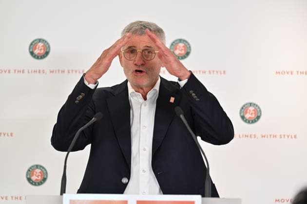 Roland Garros 2026 pre-tournament press conference, PK, Pressekonferenz PARIS, FRANCE - APRIL 16: President of French Tennis Federation FFT Gilles Moretton speaks during the pre-tournament press conference at the Roland Garros Stadium in Paris, France on April 16, 2026. Mustafa Yalcin Anadolu Paris France. Editorial use only. Please get in touch for any other usage.  Copyright: x2026xAnadoluxMustafaxYalcinx