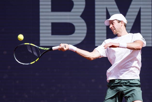 MUNICH, GERMANY - APRIL 16: Botic van de Zandschulp (NED) during the BMW Open by Bitpanda Singles match between Botic van de Zandschulp (NED) vs Francisco Cerundolo (ARG) at MTTC Iphitos on April 16, 2026 in Munich, Germany. Bavaria Germany Copyright: xSteffiexWunderlx