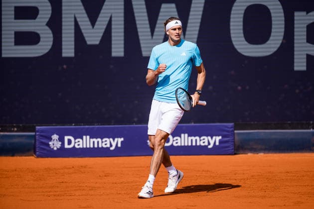 MUNICH, GERMANY - APRIL 16: Alexander Zverev (GER) cheers during the BMW Open by Bitpanda Singles match between Alexander Zverev (GER) vs Gabriel Diallo (CAN) at MTTC Iphitos on April 16, 2026 in Munich, Germany. Bavaria Germany Copyright: xSteffiexWunderlx