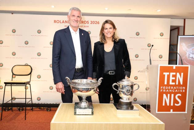 Amélie Mauresmo, Gilles Moretton lors de la conférence de presse du tournoi de tennis du Grand Chelem de Roland-Garros 2026, au stade Roland-Garros à Paris, France, le 16 avril 2026. Jack Tribeca Bestimage press conference, PK, Pressekonferenz of the tennis Grand Slam of Roland Garros 2026, at Roland Garros Stadium, in Paris, France, on April 16, 2026. Paris France Copyright: xJackxTribecax xBestimagexJackxTribecax xBestimagex