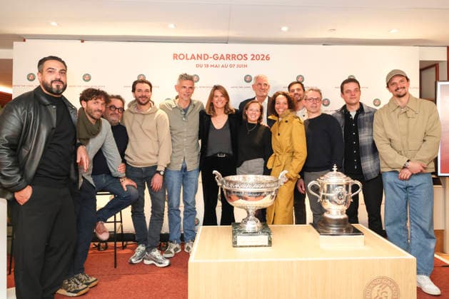 Jeffrey Cagnes, Julien Duboué, Yves Camdeborde, Pascal Barbot, Christophe Adam, Pierre Chomet, Claire Heitzler, Alexandra Montagne, Mickaël Meziane, Etienne Leroy, Pierre Sang-Boyer, Juan Arbelaez, autour de Gilles Moretton et Amelie Mauresmo lors de la conférence de presse du tournoi de tennis du Grand Chelem de Roland-Garros 2026, au stade Roland-Garros à Paris, France, le 16 avril 2026. Jack Tribeca Bestimage press conference, PK, Pressekonferenz of the tennis Grand Slam of Roland Garros 2026, at Roland Garros Stadium, in Paris, France, on April 16, 2026. Paris France Copyright: xJackxTribecax xBestimagexJackxTribecax xBestimagex