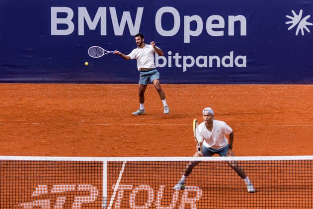MUNICH, GERMANY - APRIL 16: Sadio Doumbia (FRA) Fabien Reboul (FRA) during the BMW Open by Bitpanda Doubles match between Marcel Melo (BRA) Alexander Zverev (GER) vs Sadio Doumbia (FRA) Fabien Reboul (FRA) at MTTC Iphitos on April 16, 2026 in Munich, Germany. Bavaria Germany Copyright: xSteffiexWunderlx