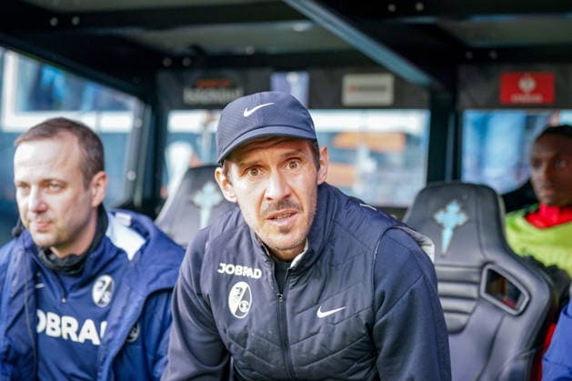 Spain Football UEFA Europa League 2025 2026, quarter-final second leg Celta Vigo vs SC Freiburg Balaidos Vigo Julian Schuster SC Freiburg, coach facial expression, facial expression, emotion Copyright: xJOERANxSTEINSIEKx