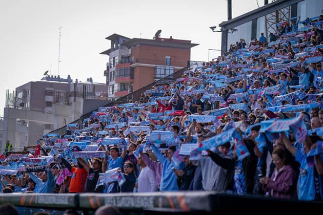 Spain football UEFA Europa League 2025 2026, quarter-final second leg Celta Vigo vs SC Freiburg Balaidos Vigo spectators, fans, home fans Celta Vigo, grandstand, interior view, sports facility, stadium, fan block, long shot, club colors light blue, scarves, fan articles, raised scarves, group formation, choreography, fan choreo, atmosphere, cheering, emotions, crowded, match day, UEFA Europa League, urban background, building, sunlight, outdoor area grandstand Copyright: xJOERANxSTEINSIEKx