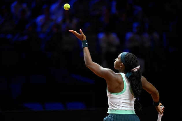 Coco Gauff USA Action Serve Tennis Womens Porsche Cup Porsche Tennis Grand Prix GP Stuttgart 2026 Porsche Arena 11 19 04 2026 DFL REGULATIONS PROHIBIT ANY USE OF PHOTOGRAPHS AS IMAGE SEQUENCES AND OR QUASI VIDEO Tennis Womens Porsche Cup Porsche Tennis Grand Prix GP Stuttgart 2026