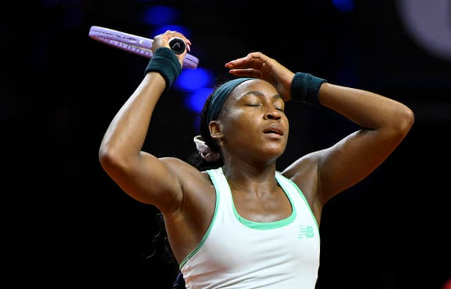 Coco Gauff USA disappointed Tennis Womens Porsche Cup Porsche Tennis Grand Prix GP Stuttgart 2026 Porsche Arena 11 19 04 2026 DFL REGULATIONS PROHIBIT ANY USE OF PHOTOGRAPHS AS IMAGE SEQUENCES AND OR QUASI VIDEO Tennis Womens Porsche Cup Porsche Tennis Grand Prix GP Stuttgart 2026