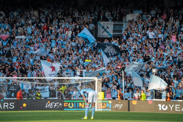 Celta fans seen during UEFA Europa League quarterfinal game between teams of RC Celta de Vigo and SC Freiburg at Estadio de Balaidos (Marta Lopez Ball Raw Images PT) Vigo Estadio de Balaidos Spain Copyright: xMartaxLopezx ML_CELvSB-36