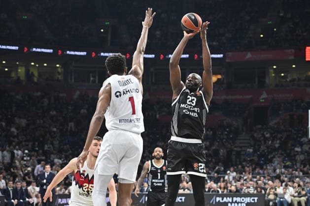 PARTIZAN vs BASKONIA TONYE JEKIRI Tonje Dzekiri basketball Partizan vs Kosner Baskonia Vitoria Gasteiz Euroleague Beogradska arena, Belgrade 16.04.2026 Foto: BASKETBALL, EUROLEAGUE, PARTIZAN, KOSNER BASKONIA VITORIA GASTEIZ Belgrade Belgrade arena Serbia Copyright: xMarkoxMetlas xMNxPressx