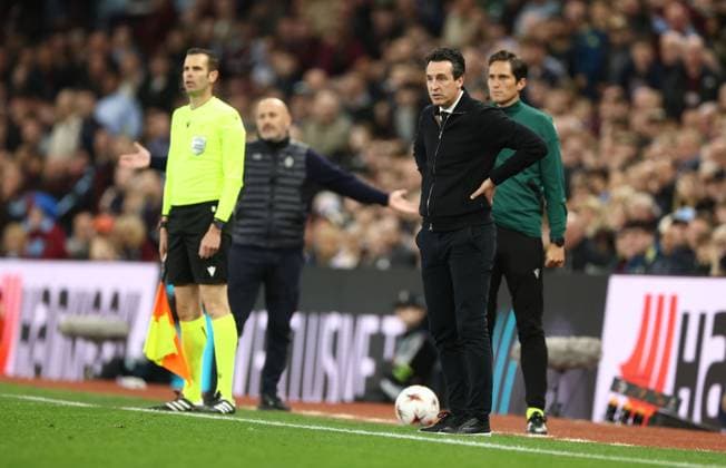 Unai Emery Manager of Aston Villa looks on as they score the 3rd goal. Aston Villa v Bologna, UEFA Europa League, Quarter Final, Second Leg, Football, Villa Park, Birmingham, UK - 16 Apr 2026Birmingham Villa Park United Kingdom EDITORIAL USE ONLY No use with unauthorised audio, video, data, fixture lists, club league logos or live services. Online in-match use limited to 120 images, no video emulation. No use in betting, games or single club league player publications. Copyright: xRyanxBrowne Shutterstockx 16828672bz