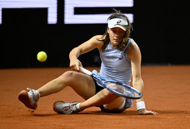 Zeynep Sonmez TUR falls to the ground Tennis Ladies Porsche Cup Porsche Tennis Grand Prix GP Stuttgart 2026 Porsche Arena 11 19 04 2026 DFL REGULATIONS PROHIBIT ANY USE OF PHOTOGRAPHS AS IMAGE SEQUENCES AND OR QUASI VIDEO Tennis Ladies Porsche Cup Porsche Tennis Grand Prix GP Stuttgart 2026