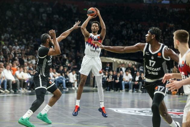 Partizan Mozzart - Baskonia - EuroLeague BELGRADE, SERBIA - APRIL 19: Players in action during the EuroLeague match between Partizan Mozzart and Baskonia at Belgrade Arena in Belgrade, Serbia on April 19, 2026. Filip Stevanovic Anadolu Belgrade Serbia. Editorial use only. Please get in touch for any other usage.  Copyright: x2026xAnadoluxFilipxStevanovicx