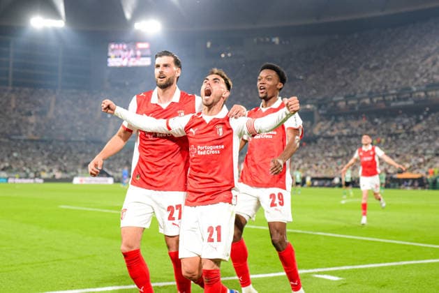 Real Betis Balompie v SC Braga - UEFA Europa League SEVILLA, SPAIN - APRIL 16: Ricardo Horta of SC Braga celebrate his goal during the UEFA Europa League 2025 26 Quarter-Final match between SC Braga and Real Betis Balompie at Estadio Estadio La Cartuja on April 16, 2026 in Sevilla, Spain (Photo by Samuel Carreno) Sevilla Sevilla Andalucia Spain Copyright: xSamuelxCarrenox 000_1574