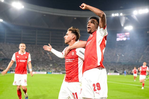 Real Betis Balompie v SC Braga - UEFA Europa League SEVILLA, SPAIN - APRIL 16: Ricardo Horta of SC Braga celebrate his goal during the UEFA Europa League 2025 26 Quarter-Final match between SC Braga and Real Betis Balompie at Estadio Estadio La Cartuja on April 16, 2026 in Sevilla, Spain (Photo by Samuel Carreno) Sevilla Sevilla Andalucia Spain Copyright: xSamuelxCarrenox 000_1578