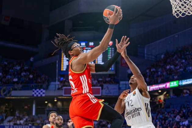 ESP Real Madrid v Crvena Zvezda Meridianbet Belgrade Euroleague Moneke of Crvena Zvezda during the Euroleague match, between Real Madrid and Crvena Zvezda Meridianbet Belgrade played at Movistar Arena Stadium on April 16, 2026 in Madrid Spain Madrid Spain Basketball Copyright: xAlbaxPachecox xAgenciaxLOFx
