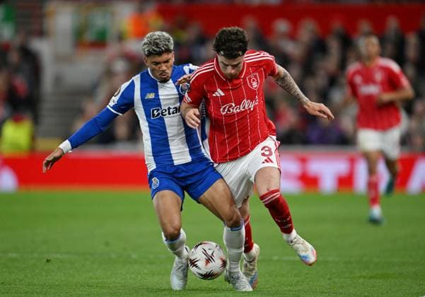 William Gomes of FC Porto and Neco Williams of Nottingham Forest Nottingham Forest v Porto, UEFA Europa League, Quarter Final, Second Leg, Football, City Ground, Nottingham, UK - 16 Apr 2026Nottingham City Ground United Kingdom EDITORIAL USE ONLY No use with unauthorised audio, video, data, fixture lists, club league logos or live services. Online in-match use limited to 120 images, no video emulation. No use in betting, games or single club league player publications. Copyright: xAnnaxGowthorpe Shutterstockx 16828681an