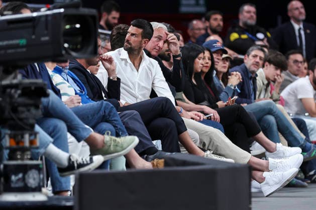 April 16, 2026, Madrid, Madrid, Spain: Novak Djokovic, tennis player of Serbia, attends during the Turkish Airlines EuroLeague Regular Season Round 38 match between Real Madrid and Crvena Zvezda Meridianbet Belgrade at Movistar Arena on April 16, 2026, in Madrid, Spain. Madrid Spain - ZUMAa181 20260416_zaa_a181_272 Copyright: xIrinaxR.xHipolitox