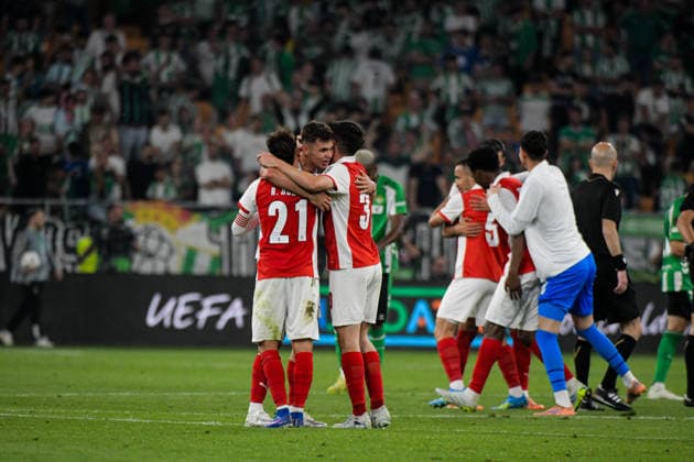 Real Betis Balompie v SC Braga - UEFA Europa League SEVILLA, SPAIN - APRIL 16: Players of SC Braga reaction after win the UEFA Europa League 2025 26 Quarter-Final match between SC Braga and Real Betis Balompie at Estadio Estadio La Cartuja on April 16, 2026 in Sevilla, Spain (Photo by Samuel Carreno) Sevilla Sevilla Andalucia Spain Copyright: xSamuelxCarrenox 000_2782