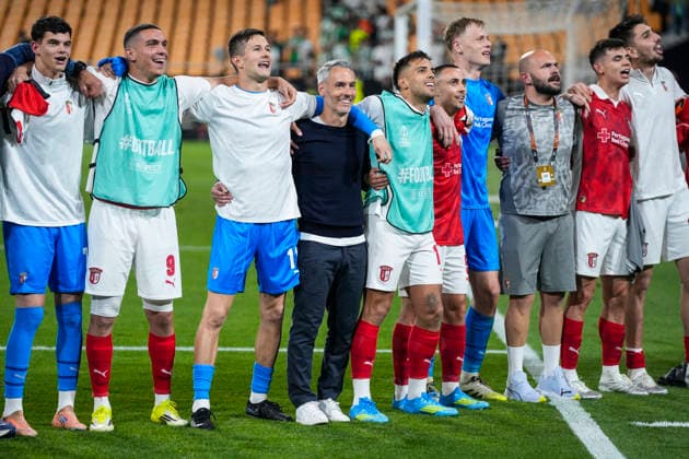April 16, 2026, Sevilla, Sevilla, Spain: Players of SC Braga celebrate the victory during the UEFA Europa League 2025 26 Quarter-Final Second Leg match between Real Betis and SC Braga at La Cartuja Stadium on April 16, 2026, in Sevilla, Spain. Real Betis V SC Braga - UEFA Europa League 2025 26 Quarter-Final Second Leg  - ZUMAa181 20260416_zaa_a181_334 Copyright: xJoaquoÂ­NxCorcherox