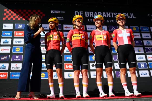Brabantse Pijl - Fleche Brabanconne Women 2026 Cycling Race OVERIJSE, BELGIUM - APRIL 17 : team Uno-X Mobility during the 11th edition of De Brabantse Pijl - La Fleche Brabanconne Women an UCI ProSeries 1.Pro one day cycling road race for Women Elite of 125 km with start in Lennik and finish in Overijse on April 17, 2026 in Overijse, Belgium, 17 04 2026 ( Motordriver Guy De Vuyst - Overijse Belgium  Copyright: xTomasxSiskx