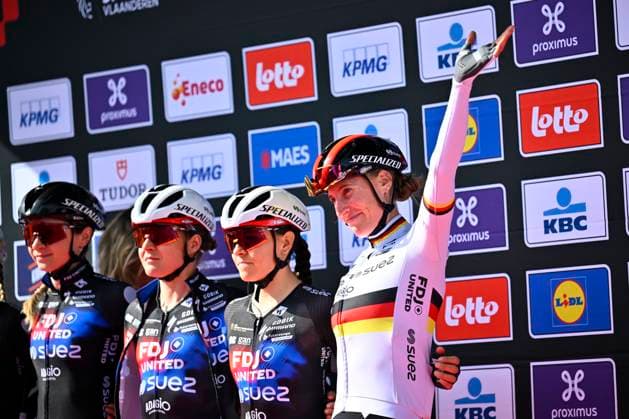 Brabantse Pijl - Fleche Brabanconne Women 2026 Cycling Race OVERIJSE, BELGIUM - APRIL 17 : Koch Franziska (GER) of FDJ United - SUEZ during the 11th edition of De Brabantse Pijl - La Fleche Brabanconne Women an UCI ProSeries 1.Pro one day cycling road race for Women Elite of 125 km with start in Lennik and finish in Overijse on April 17, 2026 in Overijse, Belgium, 17 04 2026 ( Motordriver Guy De Vuyst - Overijse Belgium  Copyright: xTomasxSiskx