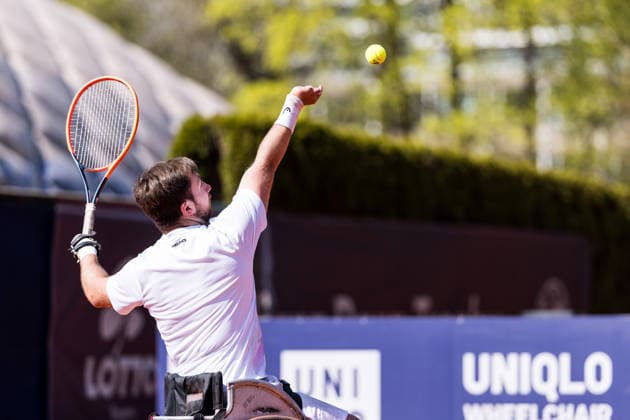 MUNICH, GERMANY - APRIL 17: Sam Schroder (NED) during the Allianz Para Trophy Singles match between Andy Lapthorne (GBR) vs Sam Schroder (NED) at BMW Open by Bitpanda at MTTC Iphitos on April 17, 2026 in Munich, Germany. Bavaria Germany Copyright: xSteffiexWunderlx