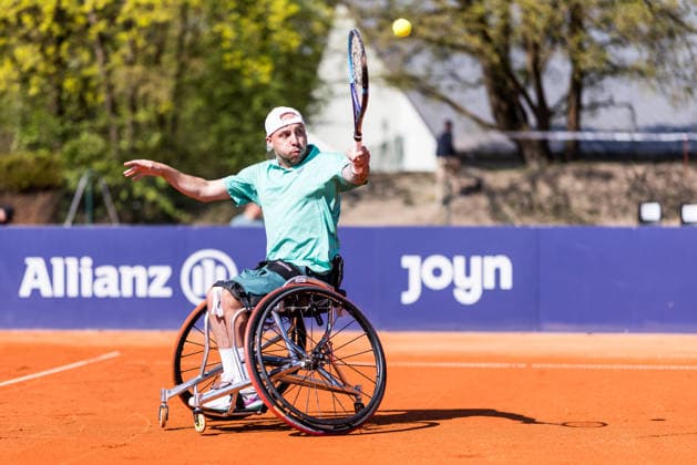 MUNICH, GERMANY - APRIL 17: Andy Lapthorne (GBR) during the Allianz Para Trophy Singles match between Andy Lapthorne (GBR) vs Sam Schroder (NED) at BMW Open by Bitpanda at MTTC Iphitos on April 17, 2026 in Munich, Germany. Bavaria Germany Copyright: xSteffiexWunderlx