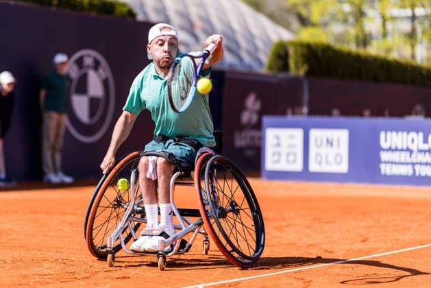 MUNICH, GERMANY - APRIL 17: Andy Lapthorne (GBR) during the Allianz Para Trophy Singles match between Andy Lapthorne (GBR) vs Sam Schroder (NED) at BMW Open by Bitpanda at MTTC Iphitos on April 17, 2026 in Munich, Germany. Bavaria Germany Copyright: xSteffiexWunderlx