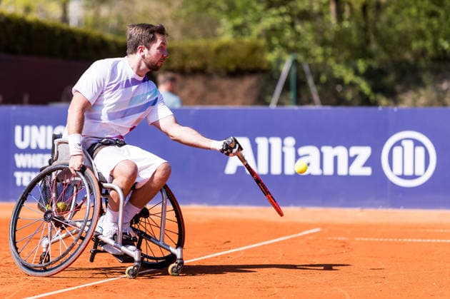 MUNICH, GERMANY - APRIL 17: Sam Schroder (NED) during the Allianz Para Trophy Singles match between Andy Lapthorne (GBR) vs Sam Schroder (NED) at BMW Open by Bitpanda at MTTC Iphitos on April 17, 2026 in Munich, Germany. Bavaria Germany Copyright: xSteffiexWunderlx