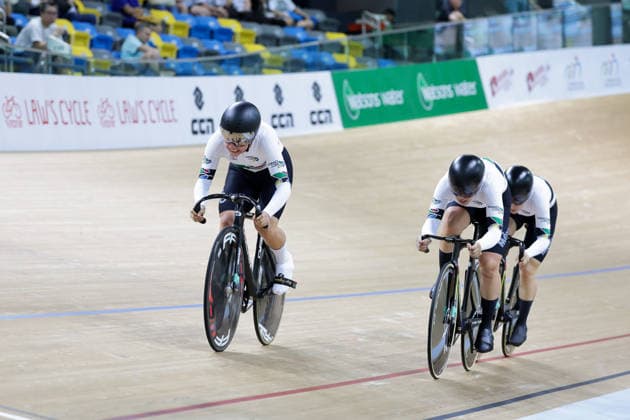 UCI Track World Cup: Hong Kong Picture by Alex Whitehead SWpix.com - 17 04 2026 - Cycling - UCI Track World Cup: Hong Kong - Hong Kong Velodrome, Tseung Kwan O, Hong Kong, China - Women™s Team Sprint - First Round - Luz Daniela Gaxiola Gonzalez (Mexico), Yuli Paola Verdugo Osuna (Mexico), Maria Jose Vizcaino Garcia (Mexico) Hong Kong Hong Kong Velodrome Hong Kong SAR, CHINA Copyright: x xSWpix.comx(t axPhotographyxHubxLtd)xAlexxWhitehead SWpix.comx SWP-3030-12669