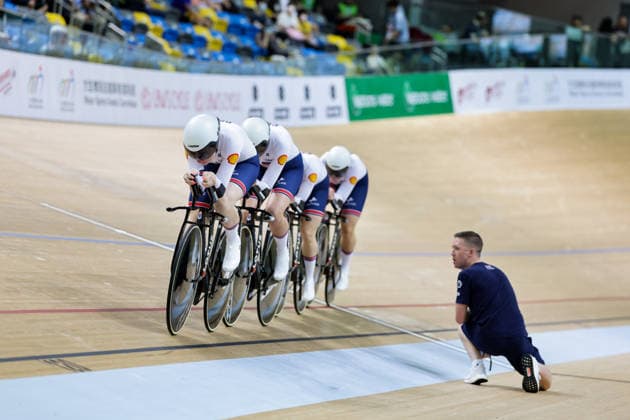 UCI Track World Cup: Hong Kong Picture by Alex Whitehead SWpix.com - 17 04 2026 - Cycling - UCI Track World Cup: Hong Kong - Hong Kong Velodrome, Tseung Kwan O, Hong Kong, China - Women™s Team Pursuit - For Gold - Megan Barker (Great Britain), Erin Boothman (Great Britain), Madelaine Leech (Great Britain), Jessica Roberts (Great Britain) Hong Kong Hong Kong Velodrome Hong Kong SAR, CHINA Copyright: x xSWpix.comx(t axPhotographyxHubxLtd)xAlexxWhitehead SWpix.comx SWP-3030-12688