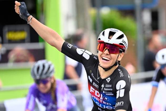 Brabantse Pijl - Fleche Brabanconne Women 2026 Cycling Race OVERIJSE, BELGIUM - APRIL 17 : Gery Celia (FRA) of FDJ United - SUEZ wins during the 11th edition of De Brabantse Pijl - La Fleche Brabanconne Women an UCI ProSeries 1.Pro one day cycling road race for Women Elite of 125 km with start in Lennik and finish in Overijse on April 17, 2026 in Overijse, Belgium, 17 04 2026 ( Motordriver Guy De Vuyst - Overijse Belgium  Copyright: xTomasxSiskx