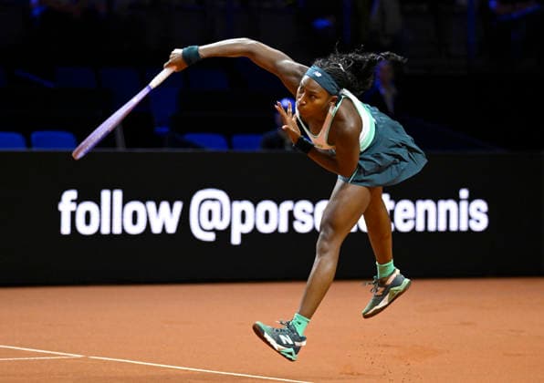 Coco Gauff USA Action Serve Tennis Womens Porsche Cup Porsche Tennis Grand Prix GP Stuttgart 2026 Porsche Arena 11 19 04 2026 DFL REGULATIONS PROHIBIT ANY USE OF PHOTOGRAPHS AS IMAGE SEQUENCES AND OR QUASI VIDEO Tennis Womens Porsche Cup Porsche Tennis Grand Prix GP Stuttgart 2026