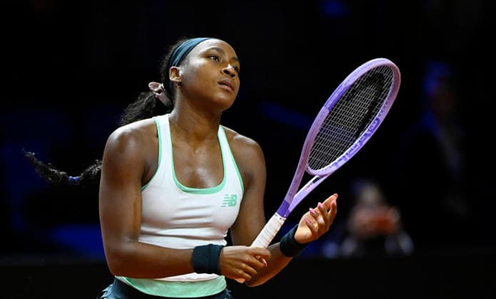 Coco Gauff USA Action disappointed Tennis Ladies Porsche Cup Porsche Tennis Grand Prix GP Stuttgart 2026 Porsche Arena 11 19 04 2026 DFL REGULATIONS PROHIBIT ANY USE OF PHOTOGRAPHS AS IMAGE SEQUENCES AND OR QUASI VIDEO Tennis Ladies Porsche Cup Porsche Tennis Grand Prix GP Stuttgart 2026