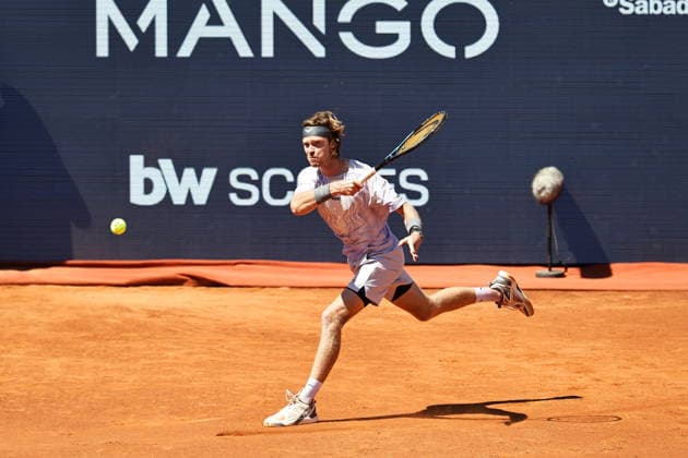Andrey Rublev (RUS), APRIL 17, 2026 - Tennis : Andrey Rublev during singles Quarter-finals match against Tomas Machac on the Barcelona Open Banc Sabadell tennis tournament at the Real Club de Tenis de Barcelona in Barcelona, Spain. Noxthirdxpartyxsales  aflo_327236446