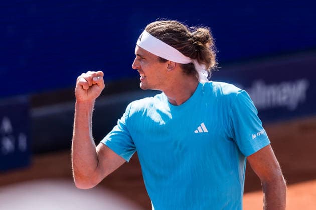 MUNICH, GERMANY - APRIL 17: Alexander Zverev (GER) cheers during the BMW Open by Bitpanda Singles match between Alexander Zverev (GER) vs Francisco Cerundolo (ARG) at MTTC Iphitos on April 17, 2026 in Munich, Germany. Bavaria Germany Copyright: xSteffiexWunderlx