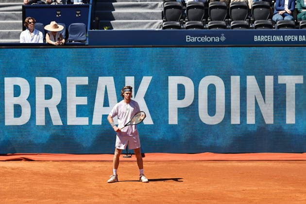 Andrey Rublev (RUS), APRIL 17, 2026 - Tennis : Andrey Rublev during singles Quarter-finals match against Tomas Machac on the Barcelona Open Banc Sabadell tennis tournament at the Real Club de Tenis de Barcelona in Barcelona, Spain. Noxthirdxpartyxsales  aflo_327239561