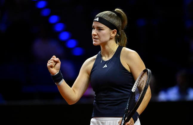 Karolina Muchova CZE Jubel Freude Emotion Tennis Damen Porsche Cup Porsche Tennis Grand Prix GP Stuttgart 2026 Porsche Arena 11 19 04 2026 DFL REGULATIONS PROHIBIT ANY USE OF PHOTOGRAPHS AS IMAGE SEQUENCES AND OR QUASI VIDEO Tennis Damen Porsche Cup Porsche Tennis Grand Prix GP Stuttgart 2026
