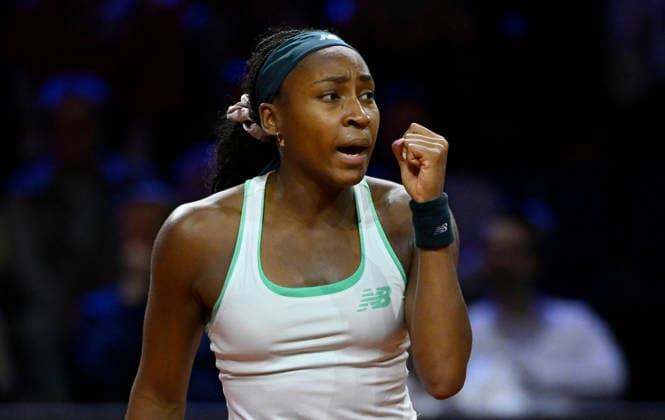 Coco Gauff USA Jubel Freude Emotion Tennis Damen Porsche Cup Porsche Tennis Grand Prix GP Stuttgart 2026 Porsche Arena 11 19 04 2026 DFL REGULATIONS PROHIBIT ANY USE OF PHOTOGRAPHS AS IMAGE SEQUENCES AND OR QUASI VIDEO Tennis Damen Porsche Cup Porsche Tennis Grand Prix GP Stuttgart 2026